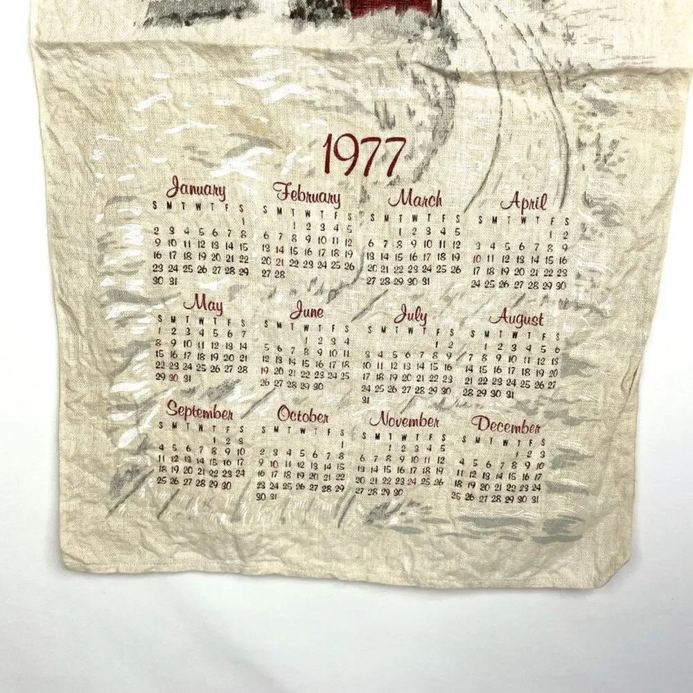 Vintage 1977 Hanging Tea Towel Calendar